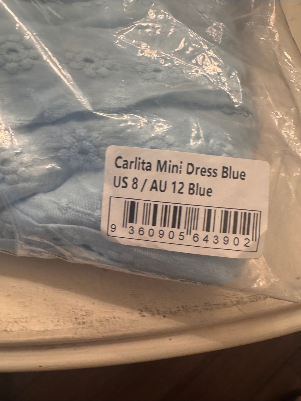 NIP Princess Polly Carlita Mini Dress Blue Eyelet - Size US 8 - Picture 2 of 12